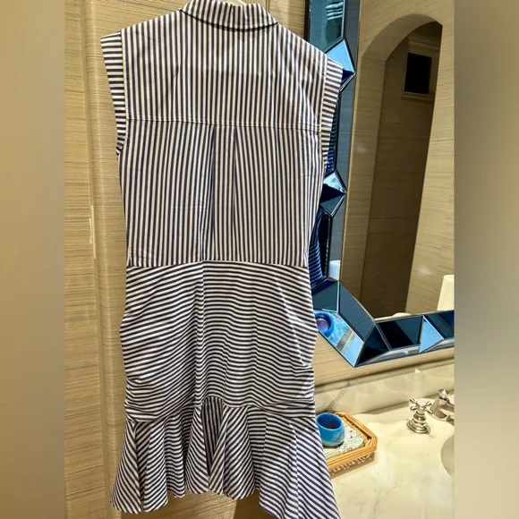 NWT VERONICA BEARD Bell Button Down Ruched Dress Shirt dress Sz 6 - Picture 5 of 11